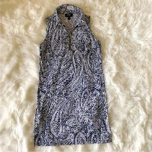 MSK Navy and White Paisley Sleeveless Shift Dress
